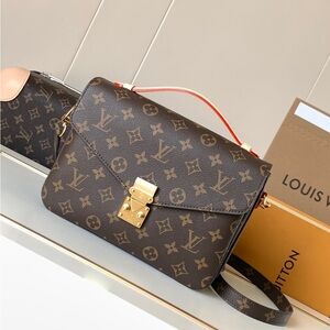 Louis Vuitton Monogram Crossbody Bag with Gold Accents
